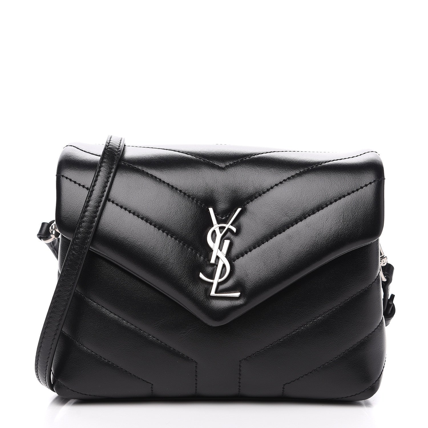 Saint Laurent Calfskin Y Quilted Monogram Toy Loulou Crossbody Bag Black 1 of 10