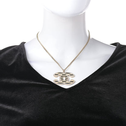 Chanel Crystal Enamel Striped CC Necklace Gold Black 2 of 5