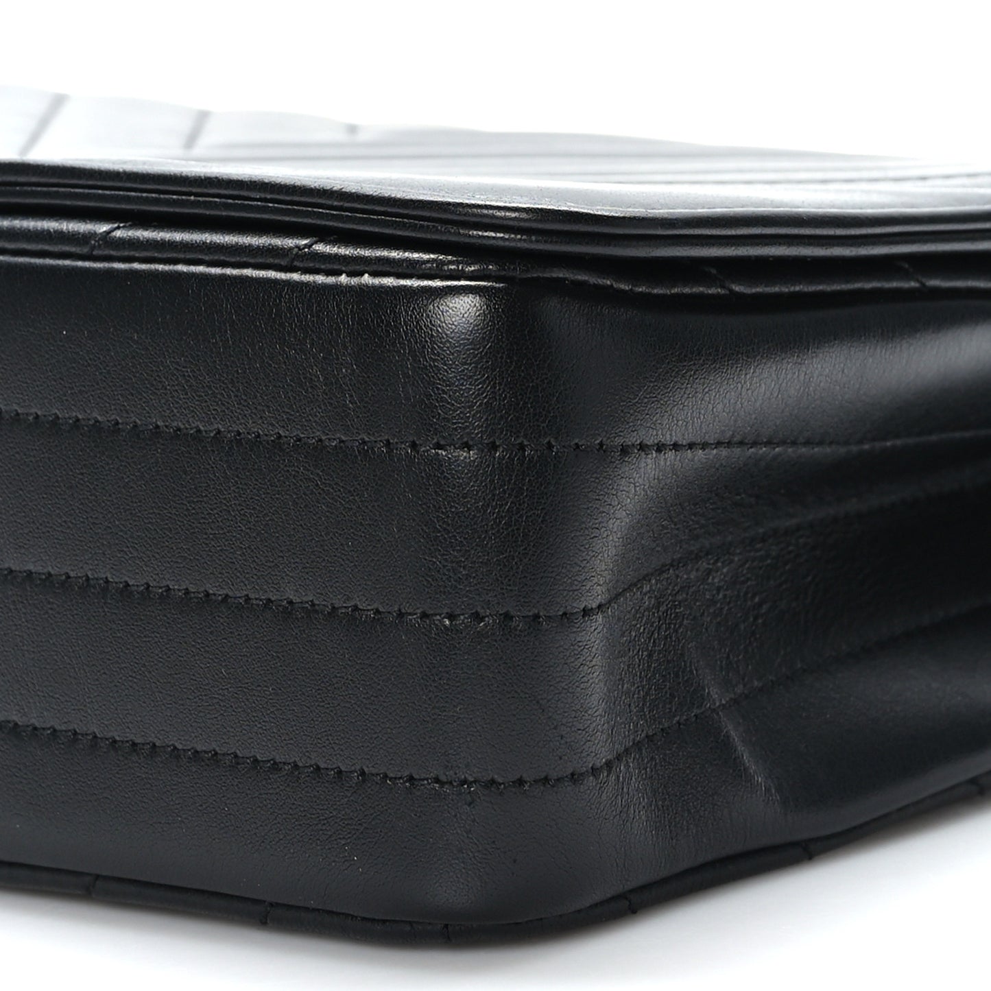 Calfskin Chevron Quilted Large Statement Flap Black