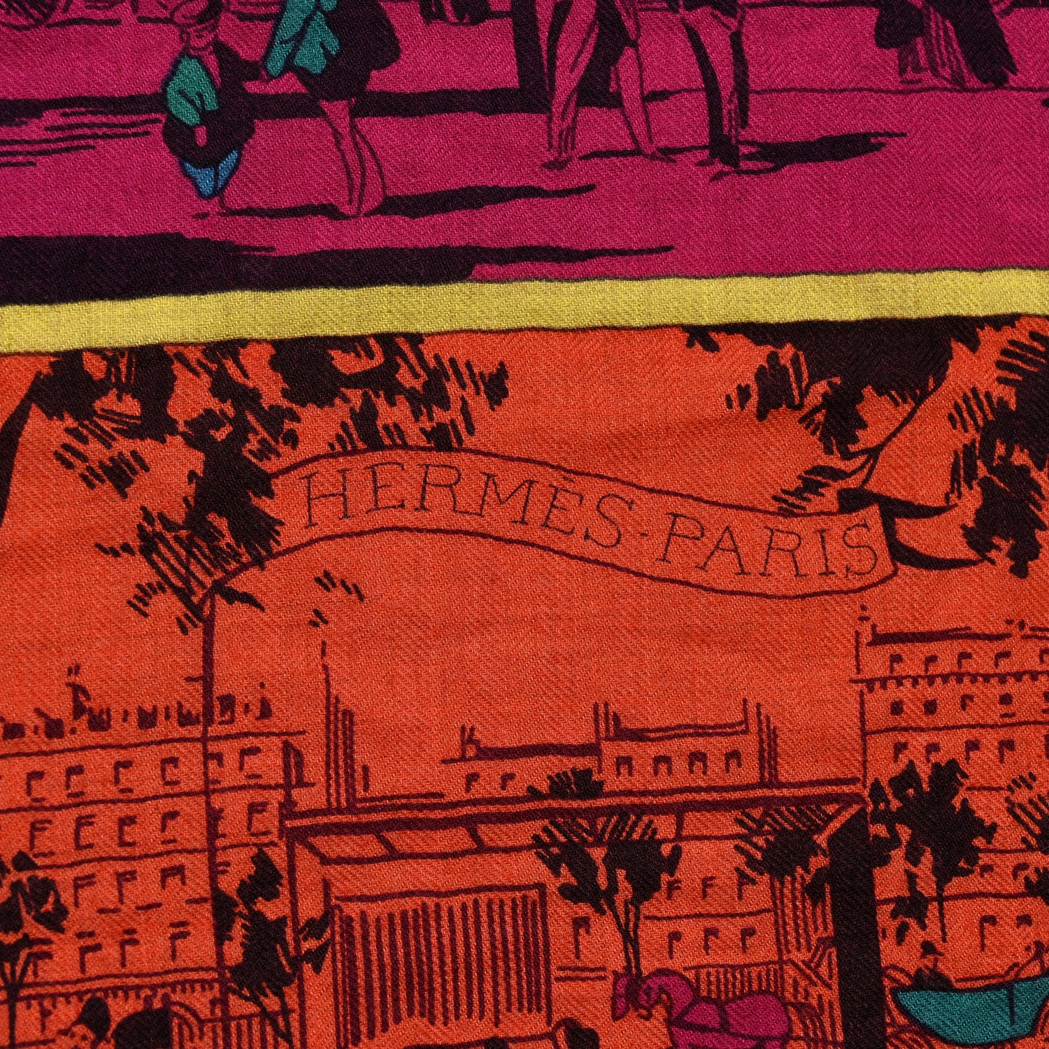 Hermes Cashmere Silk A L'Ombre des Boulevards Shawl 140 Naturel Rose Orange 3 of 6