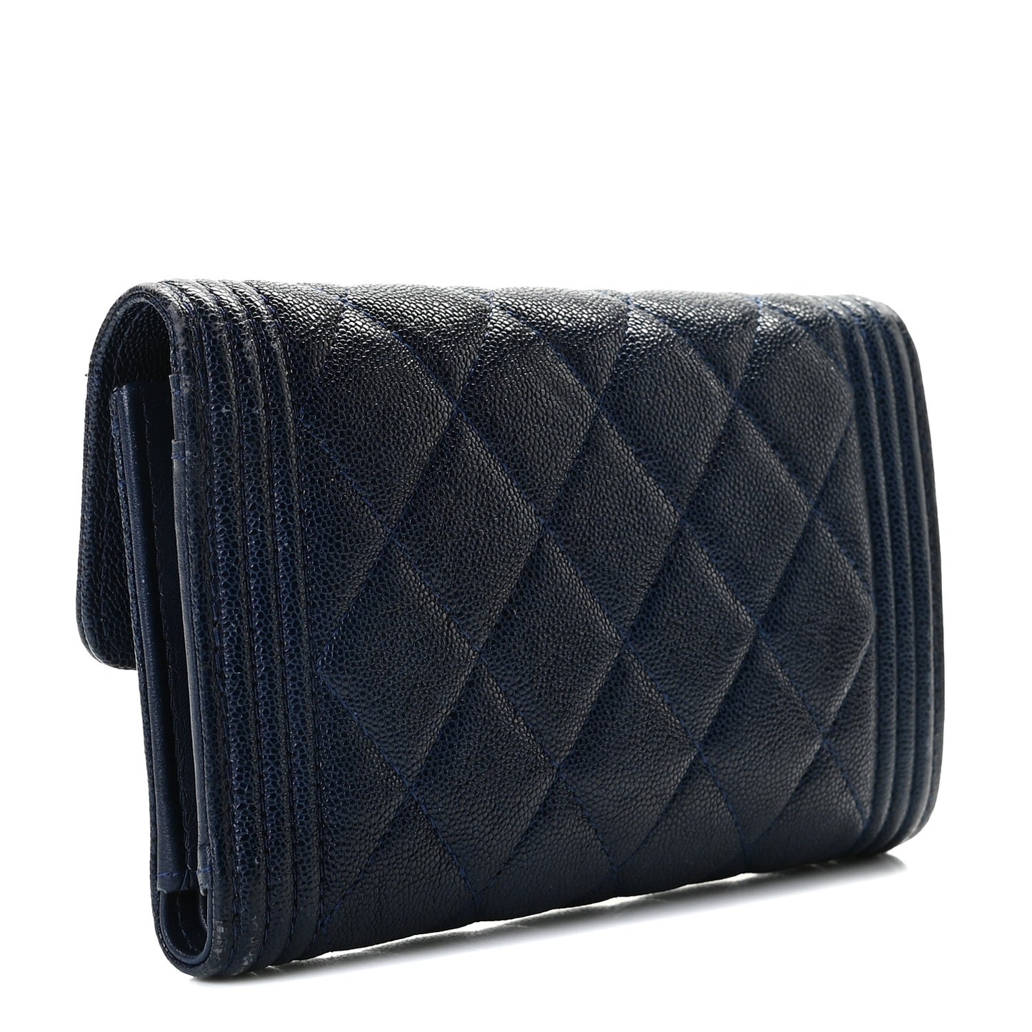 Caviar Quilted Medium Boy Flap Wallet Blue