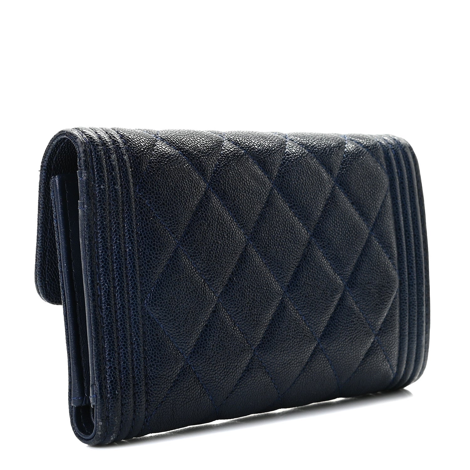 Chanel Caviar Quilted Medium Boy Flap Wallet Blue 2 of 8