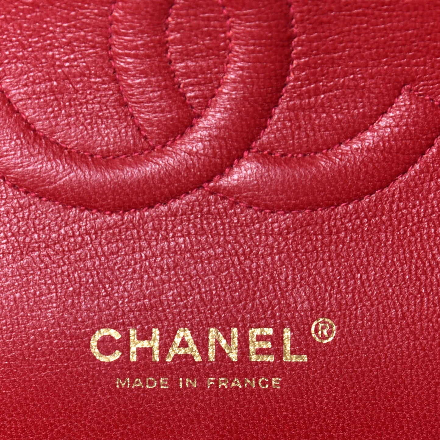Lambskin Quilted Medium Double Flap Red Fonce