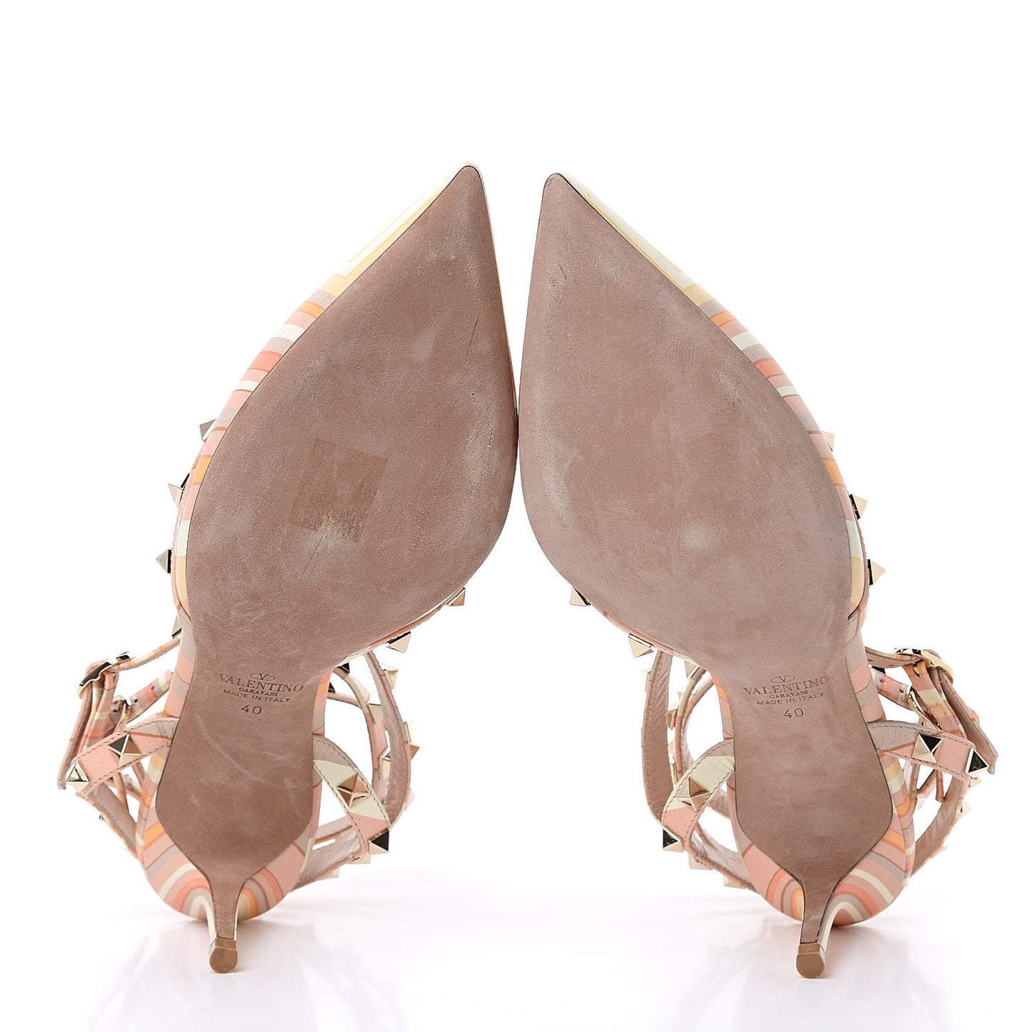 Nappa Native Couture 1975 Rockstud Ankle Strap 65mm Pumps 40 Mandarin Sorbet