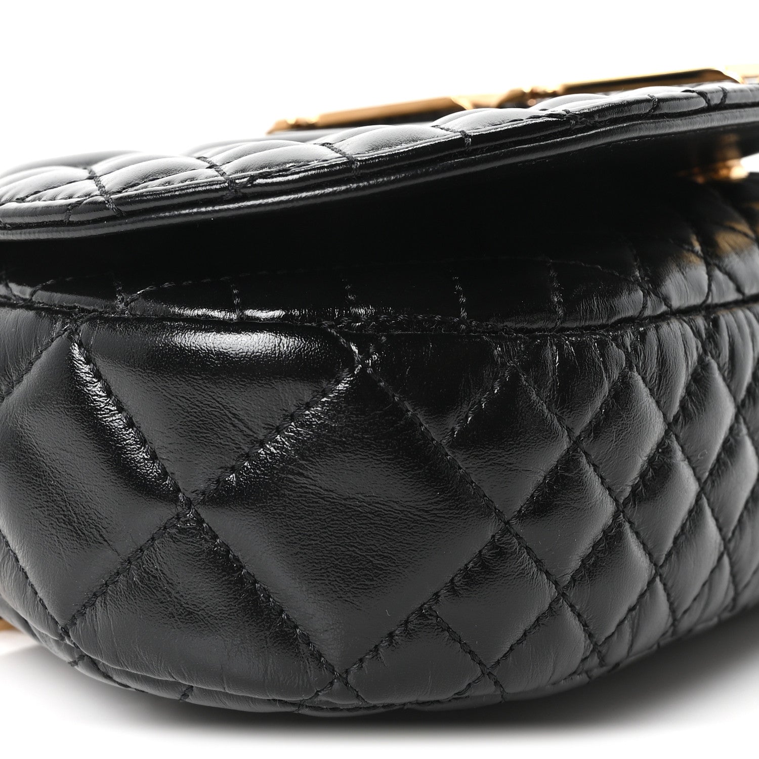 Versace Calfskin Quilted Greca Goddess Shoulder Bag Black 7 of 8