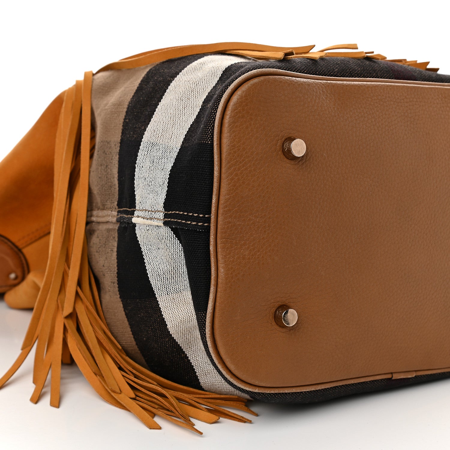 Burberry Suede Fringe Large Belgrove Bucket Bag Tan 8 of 14