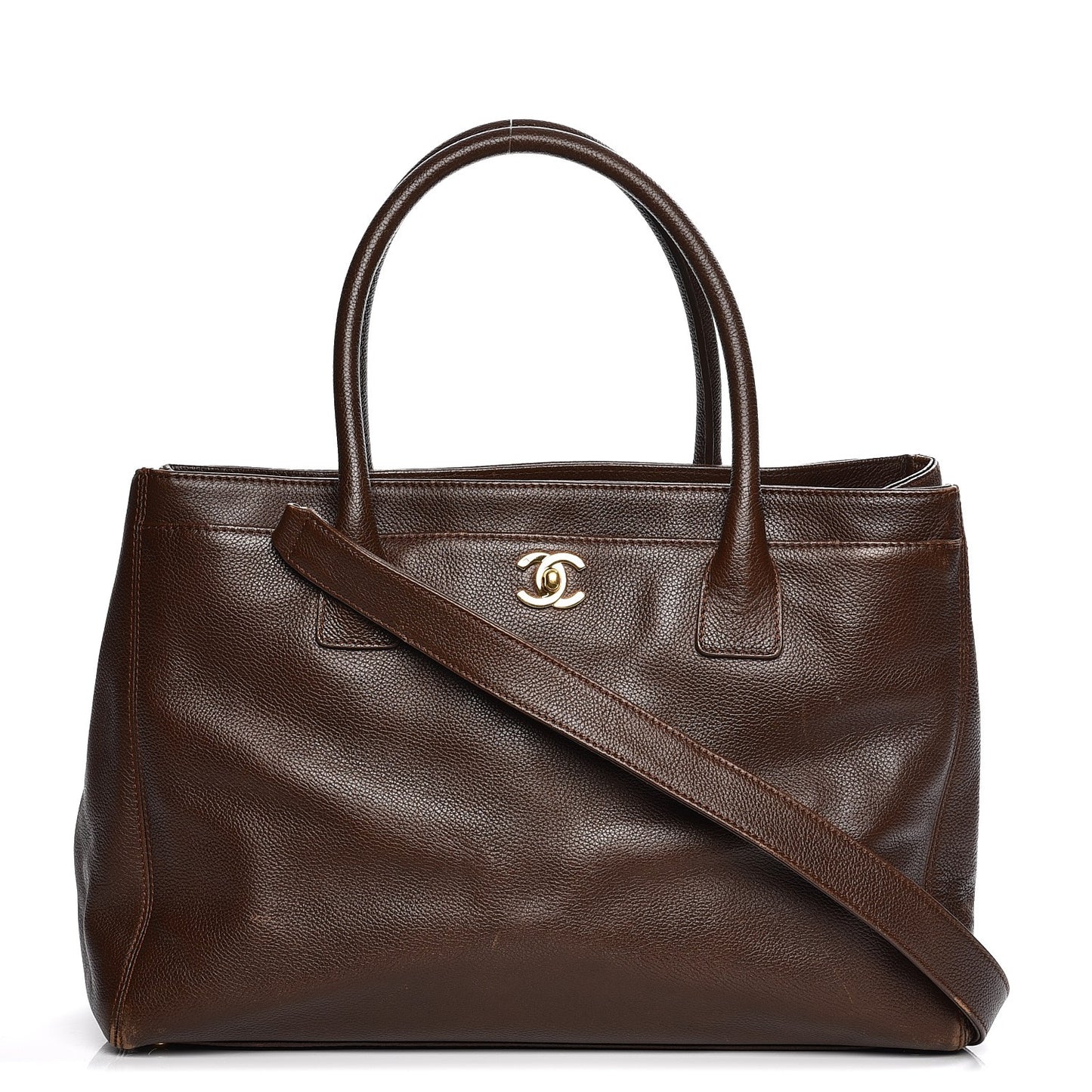 Calfskin Cerf Executive Shopper Tote Brown