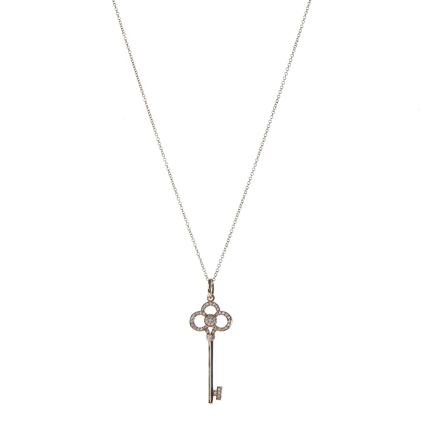 18K Yellow Gold Diamond Crown Key Pendant Necklace
