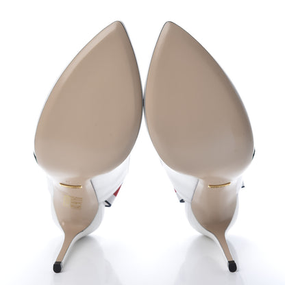 Gucci Malaga Kid Web Sylvie High Heel Slingback Pumps 41 White 5 of 8