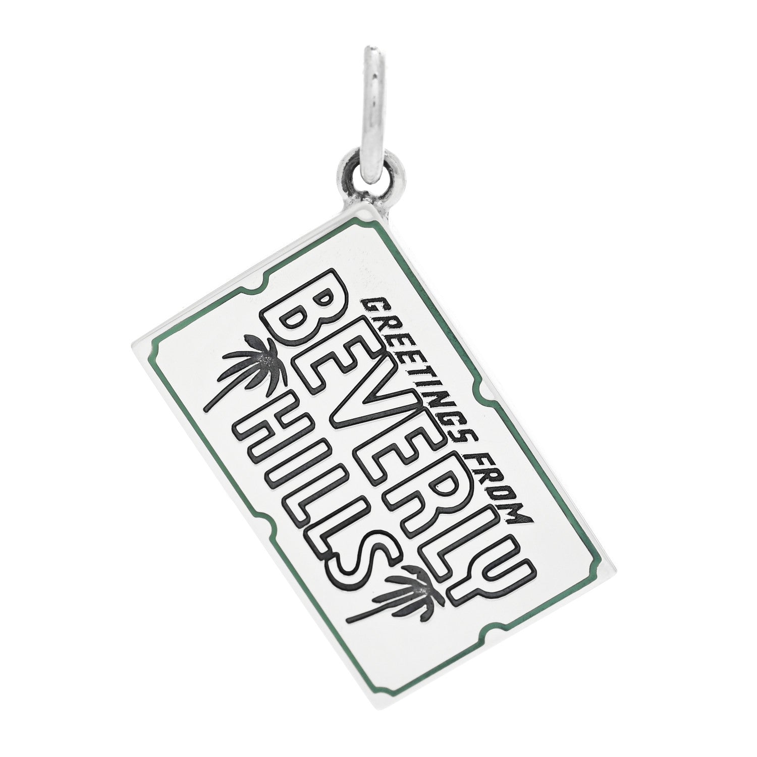 Tiffany Sterling Silver Enamel Beverly Hills Postcard Charm Blue 1 of 5
