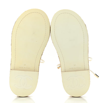 Chanel Lambskin Espadrille Sandals 36 White 5 of 8