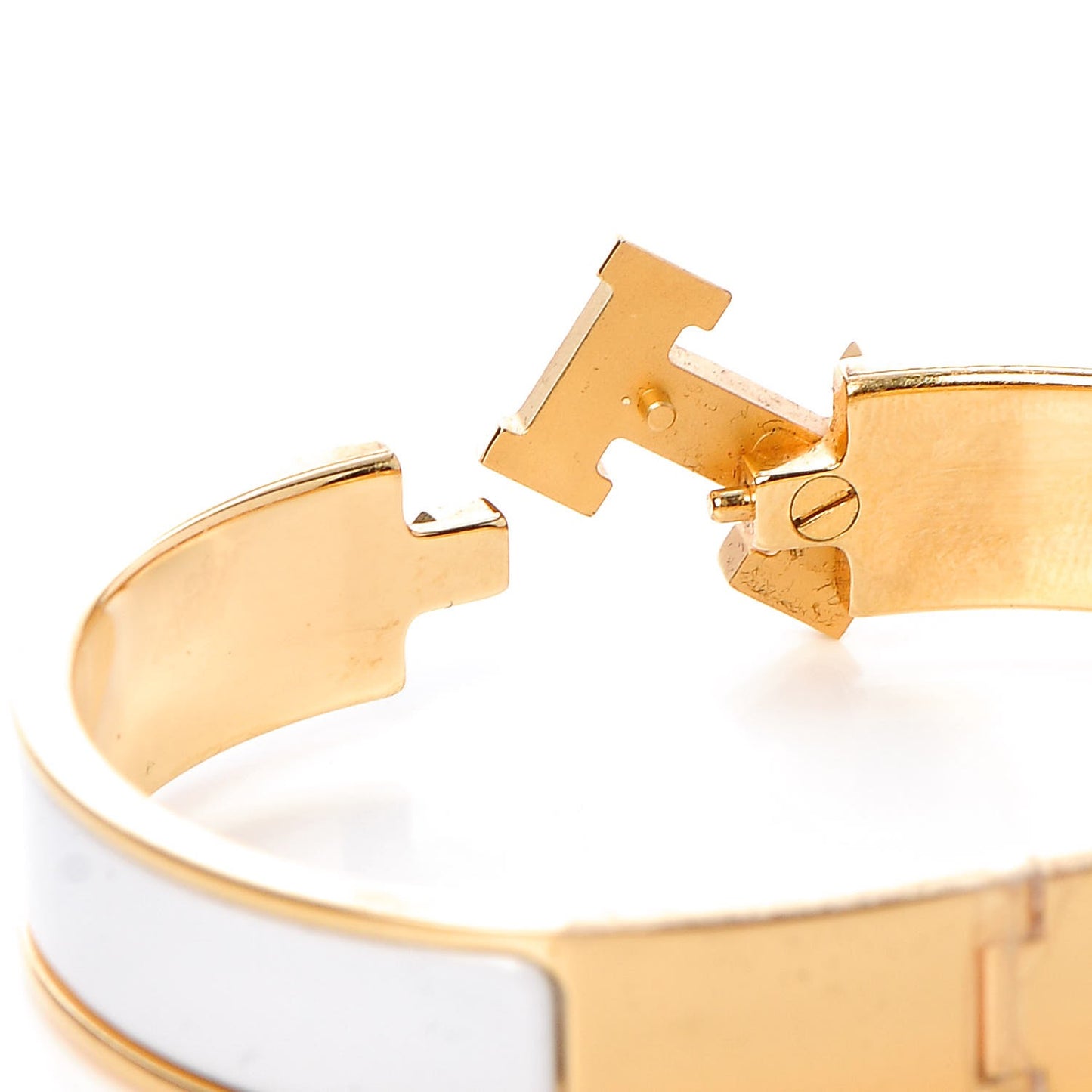 Enamel Narrow Clic Clac H Bracelet PM White