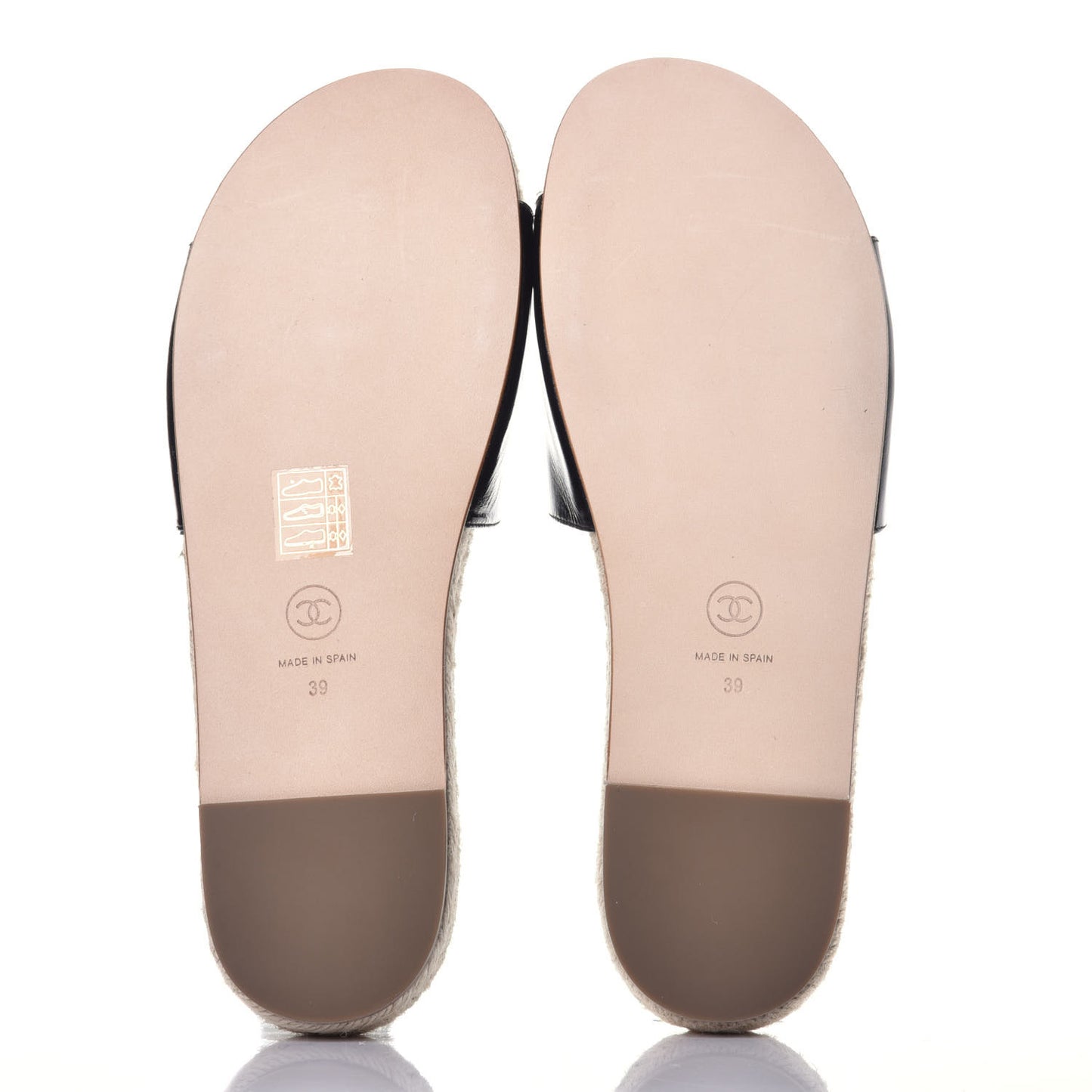 Patent Calfskin Crystal CC Espadrille Slip On Sandals 39 Black