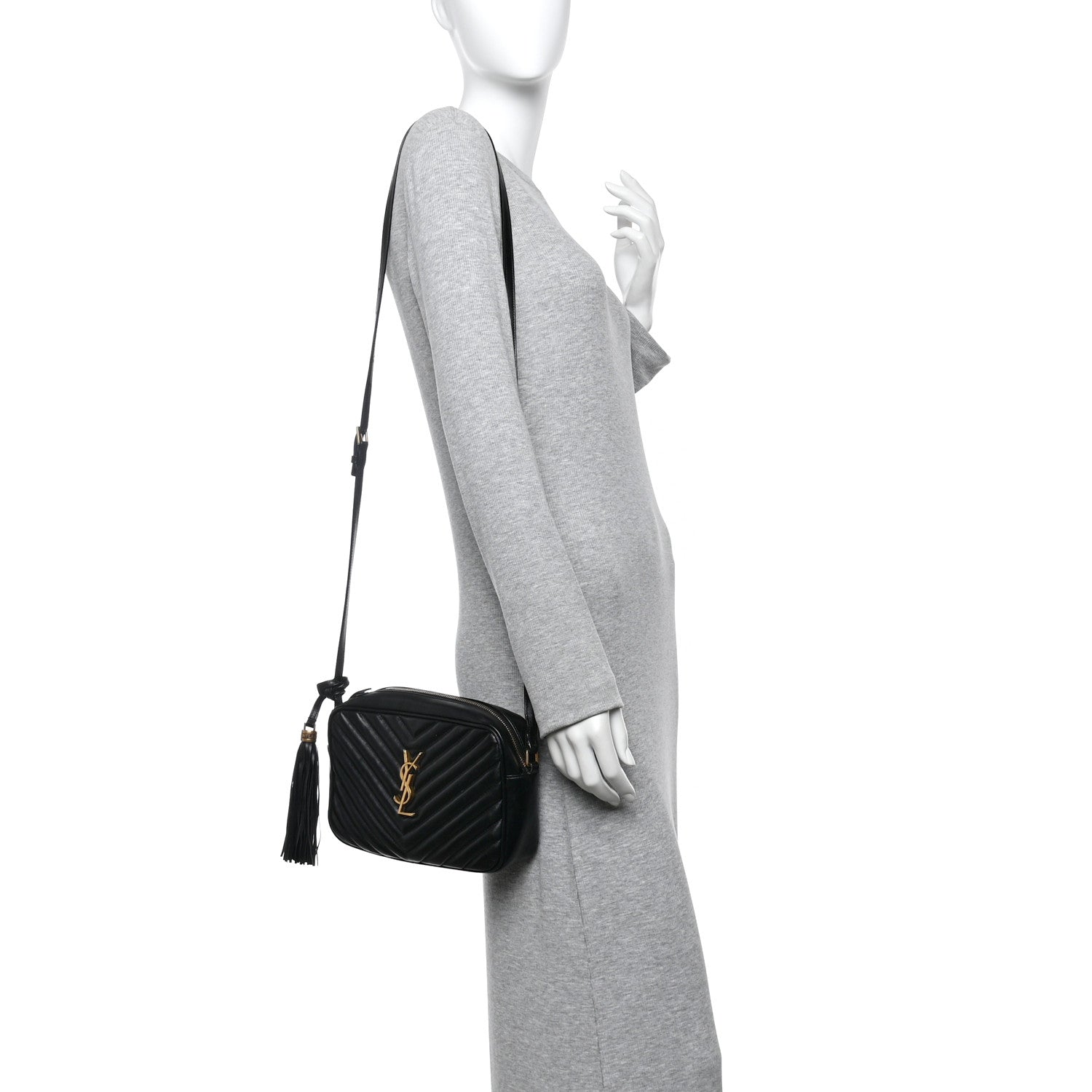 Saint Laurent Calfskin Matelasse Monogram Lou Camera Bag Black 2 of 11