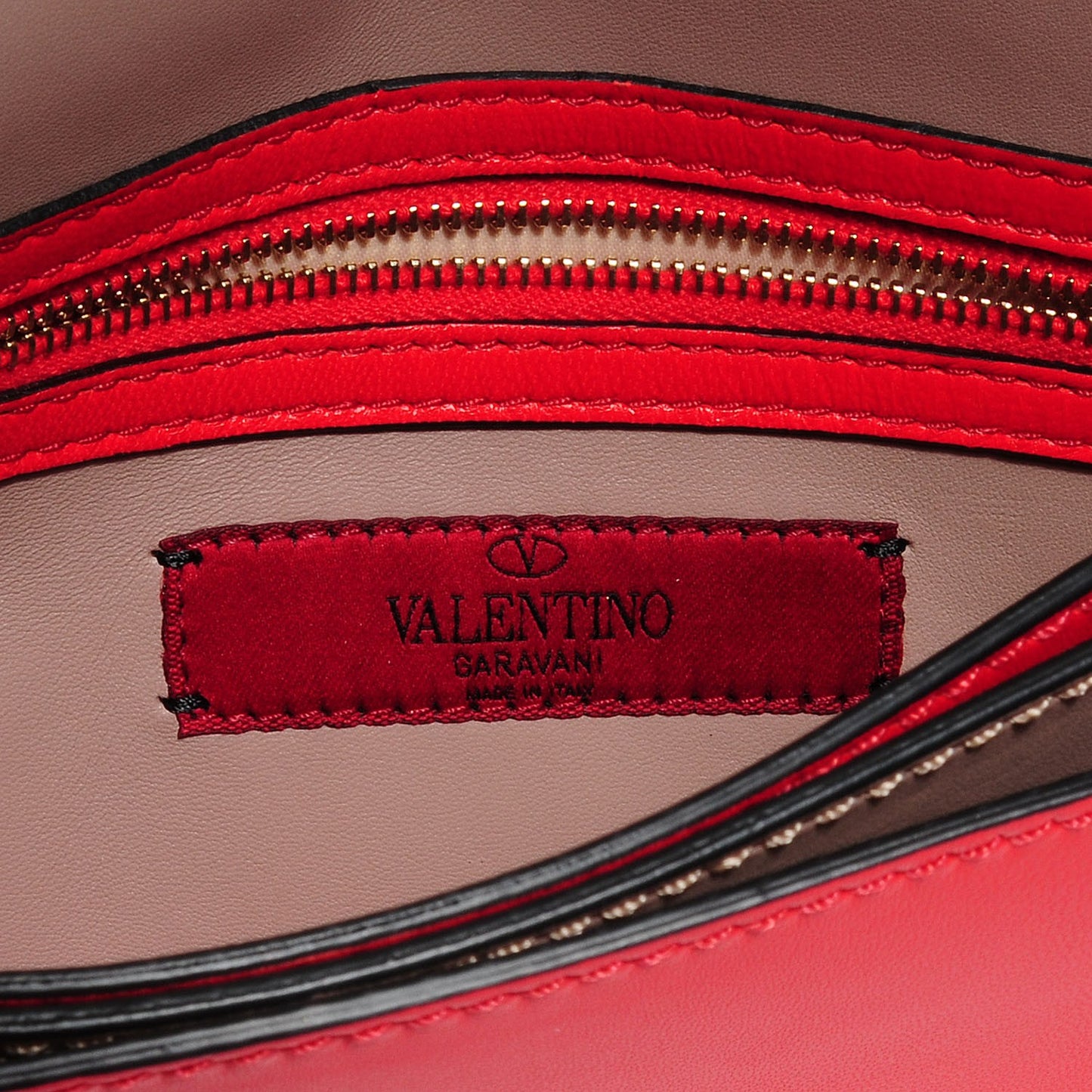 Nappa Leather Rockstud Clutch Deep Orange