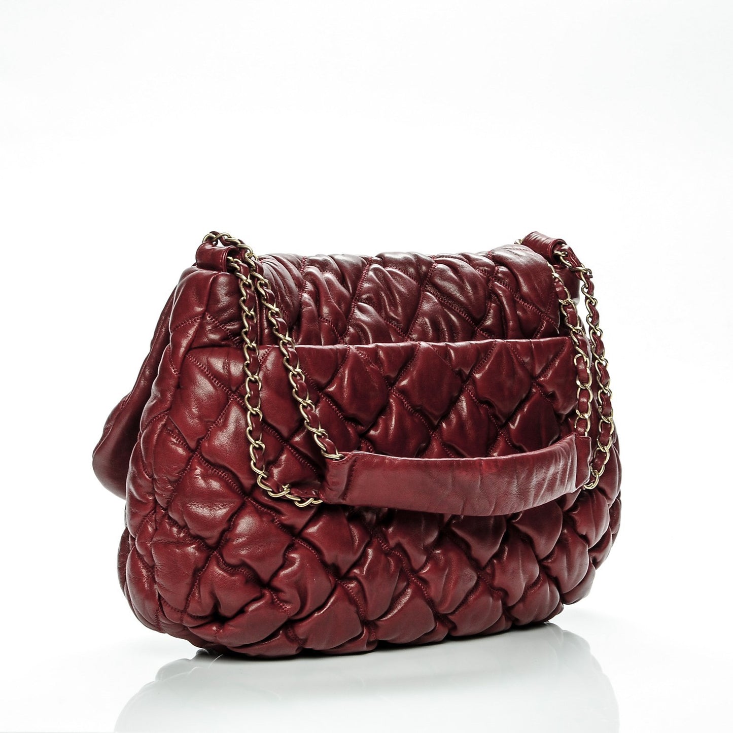 Calfskin Bubble Quilt Flap Bag Red