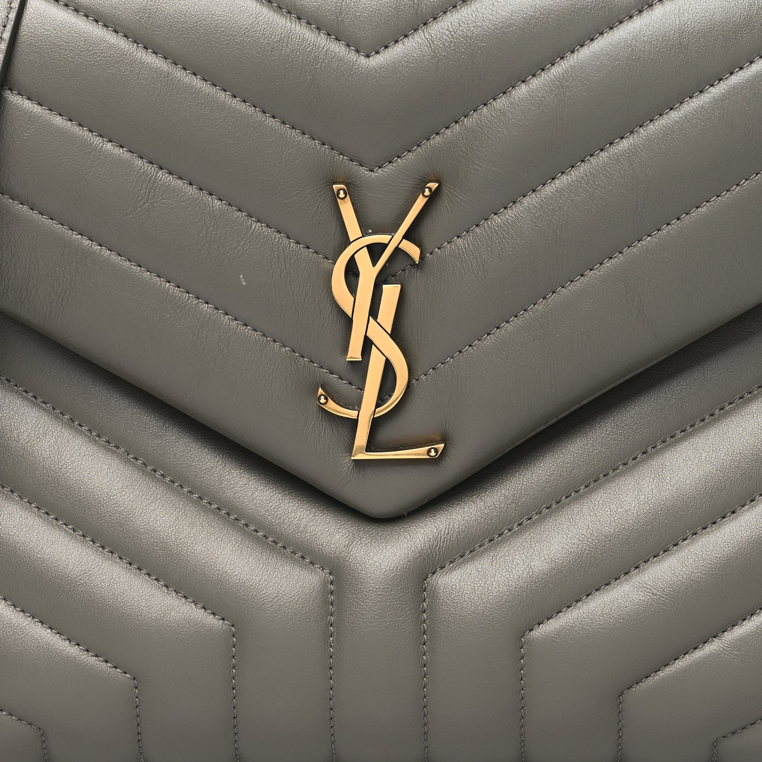 Saint Laurent Calfskin Y Quilted Monogram Medium Loulou Chain Satchel Asphalt 9 of 13