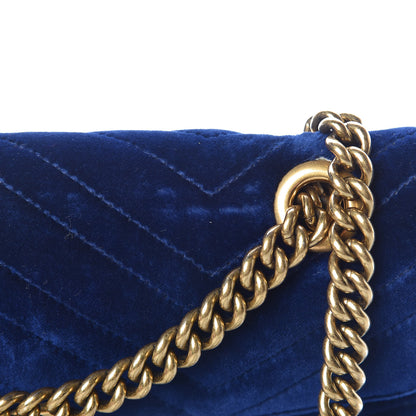 Gucci Velvet Matelasse Small GG Marmont Shoulder Bag Cobalt Blue 19 of 20