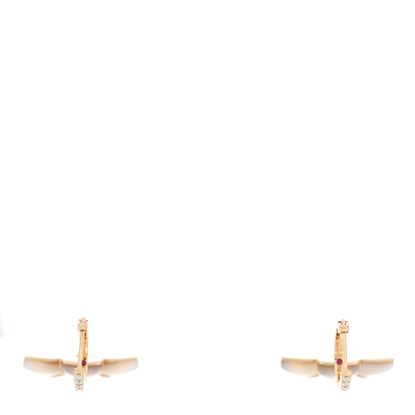 18K Yellow Gold Diamond Mother of Pearl Venetian Princess Cabachon Flower Drop Earrings