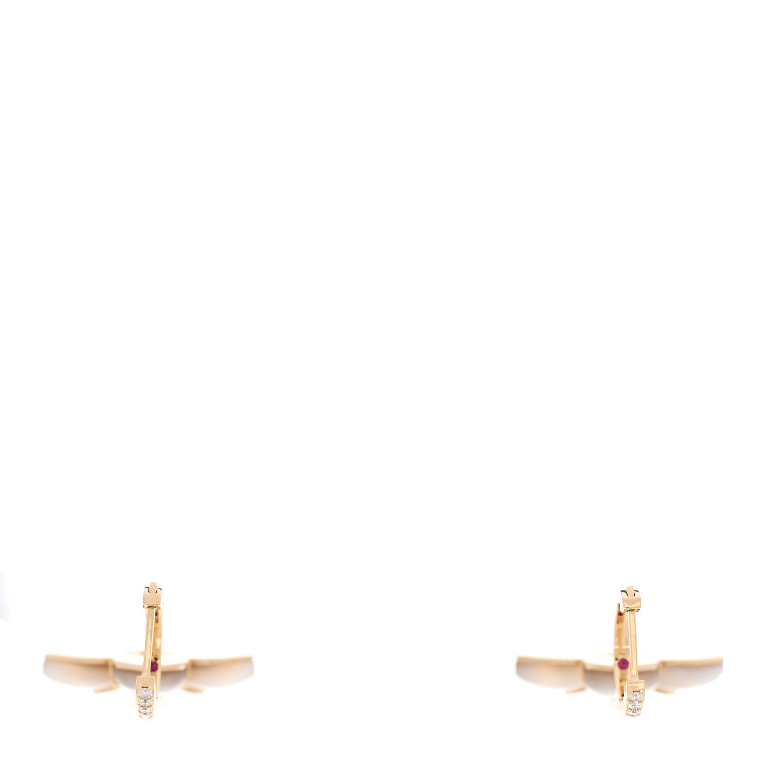 Roberto Coin 18K Yellow Gold Diamond Mother of Pearl Venetian Princess Cabachon Flower Drop Earrings 3 of 4