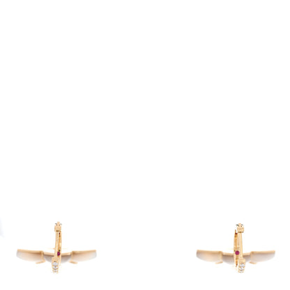 Roberto Coin 18K Yellow Gold Diamond Mother of Pearl Venetian Princess Cabachon Flower Drop Earrings 3 of 4