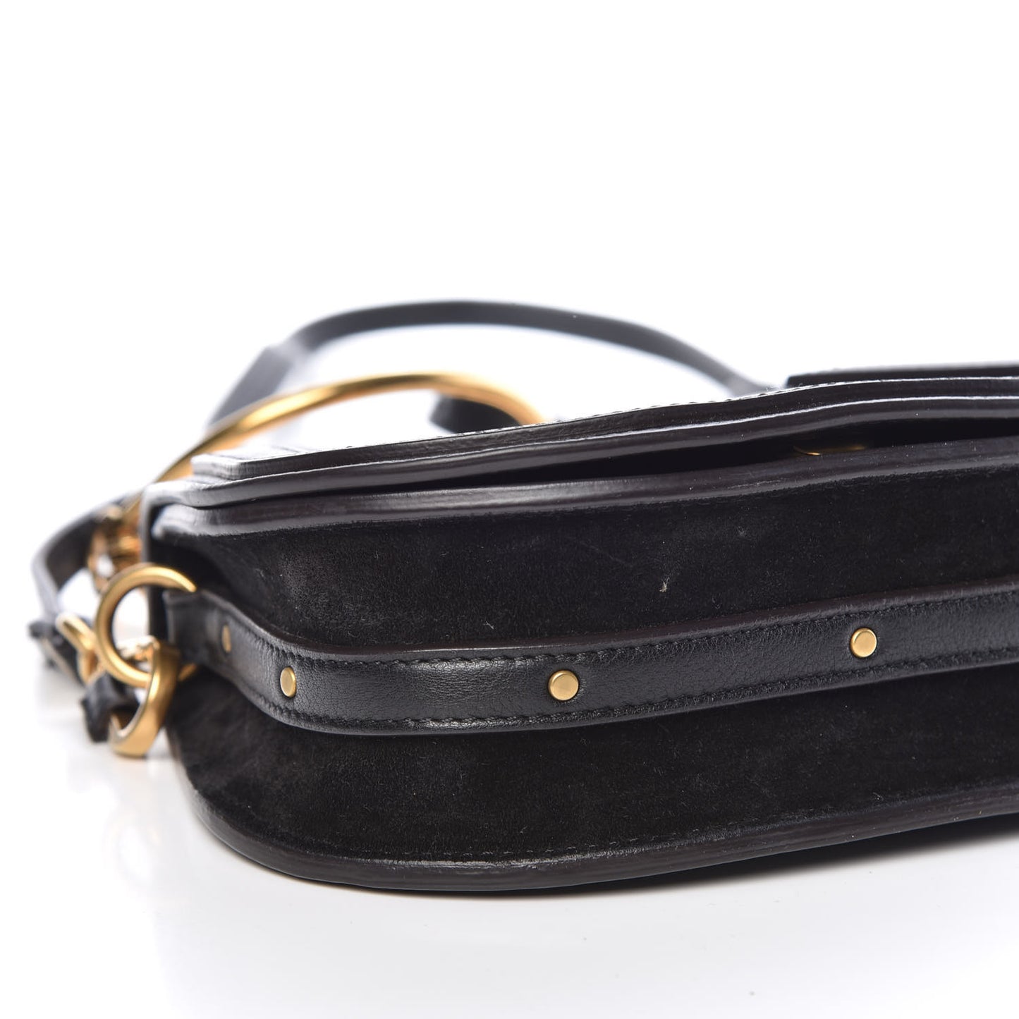 Calfskin Suede Small Nile Bracelet Bag Black