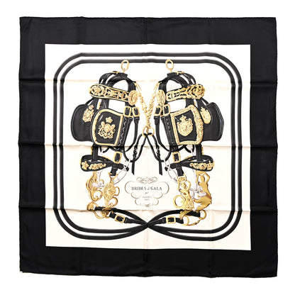 Hermes Silk Brides De Gala Scarf 90 Black Creme Gold 1 of 6