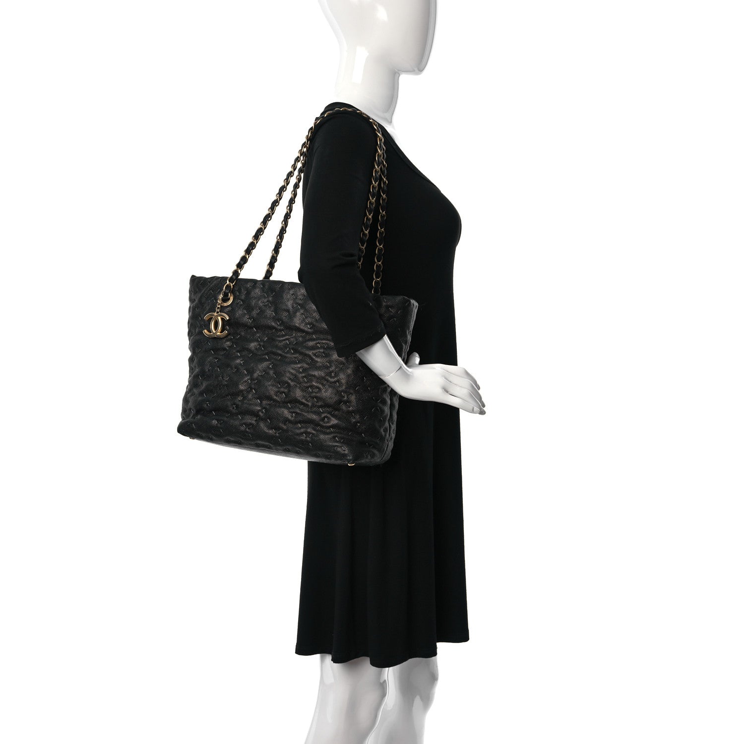 Chanel Caviar Stitched Tote Black 2 of 13