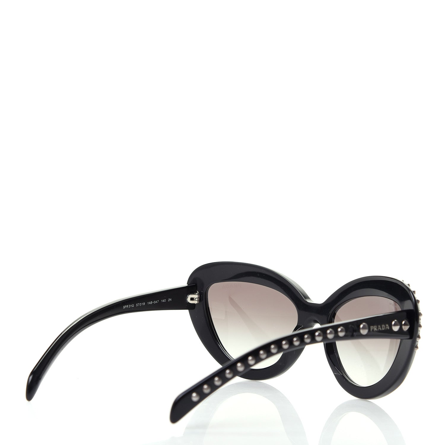 Prada Acetate Studded Ornate Cat Eye Sunglasses SPR 31Q Black 4 of 9