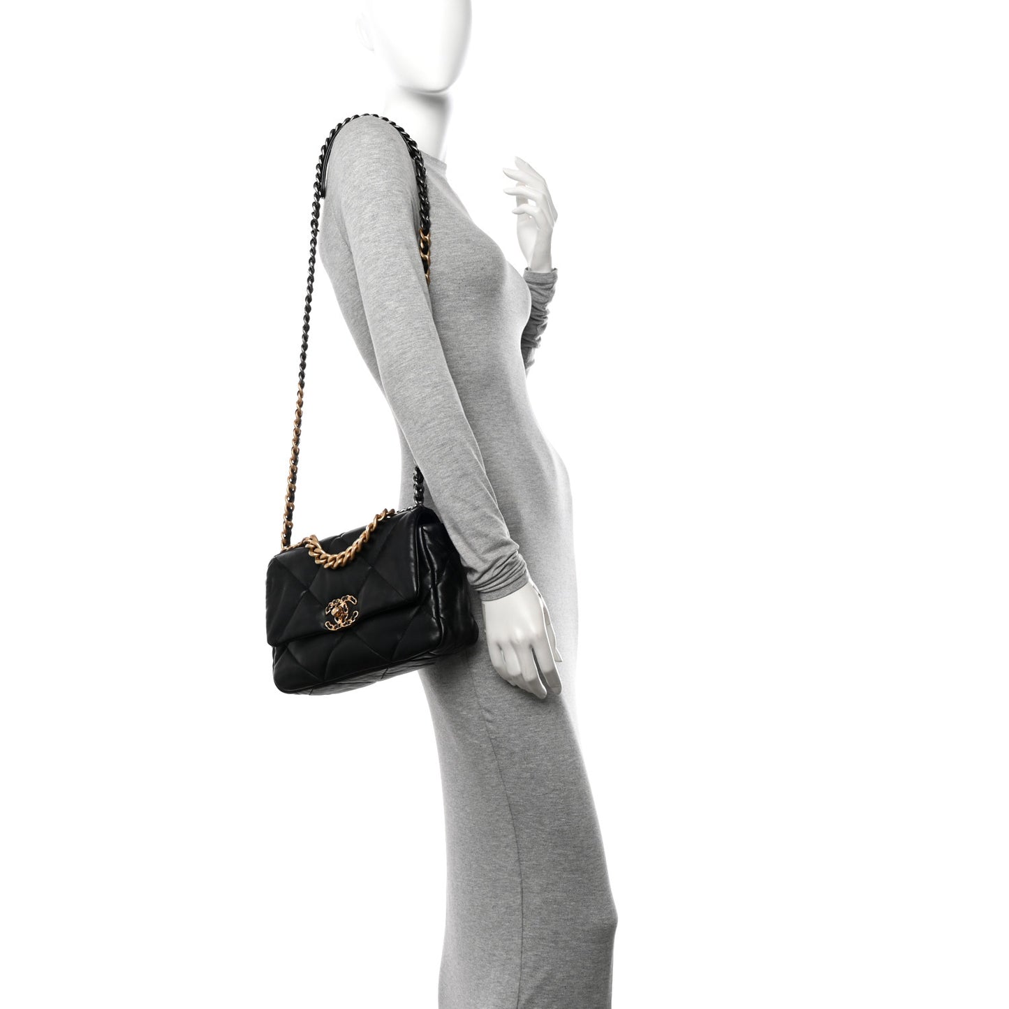 Lambskin Quilted Medium Chanel 19 Flap Black