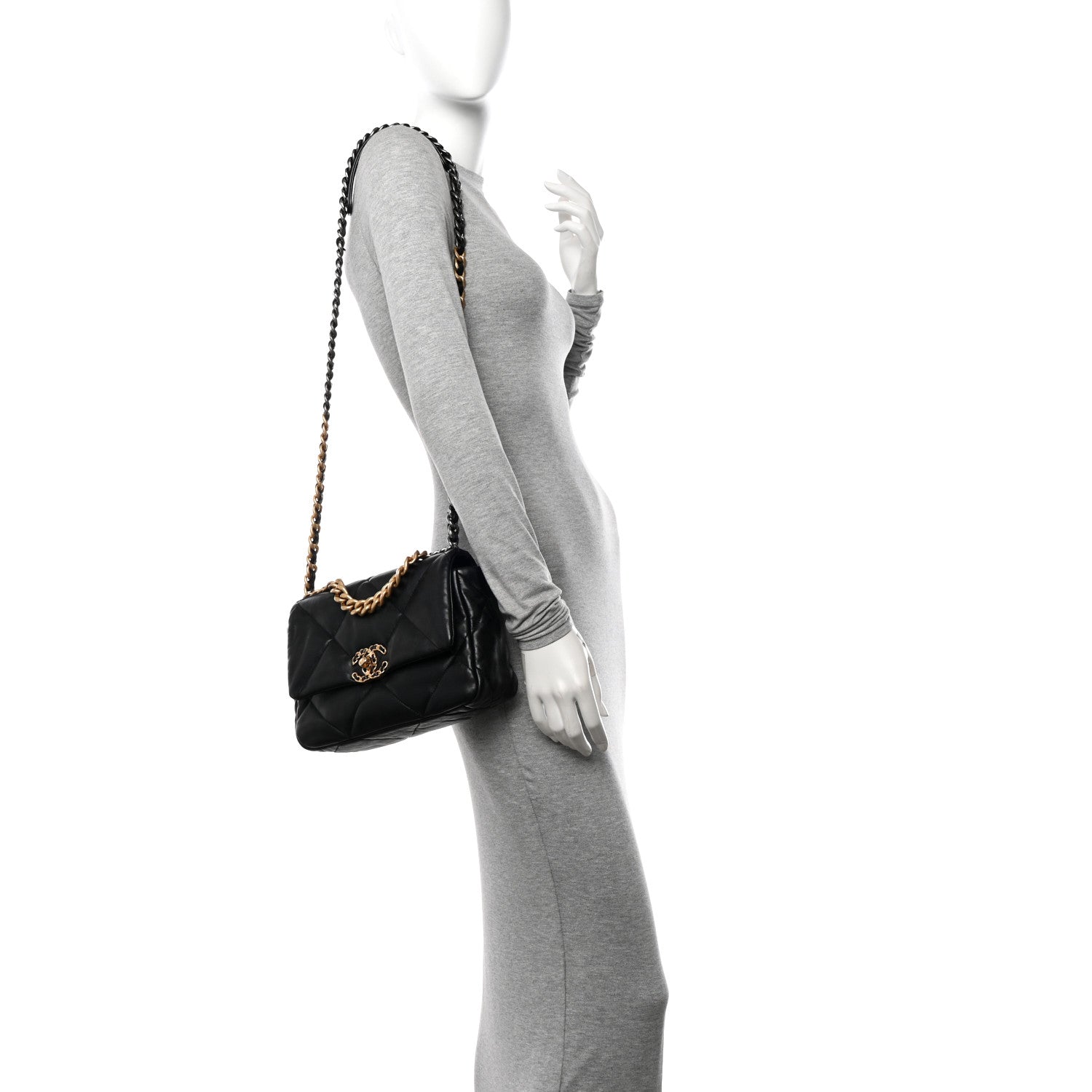 Chanel Lambskin Quilted Medium Chanel 19 Flap Black 2 of 11