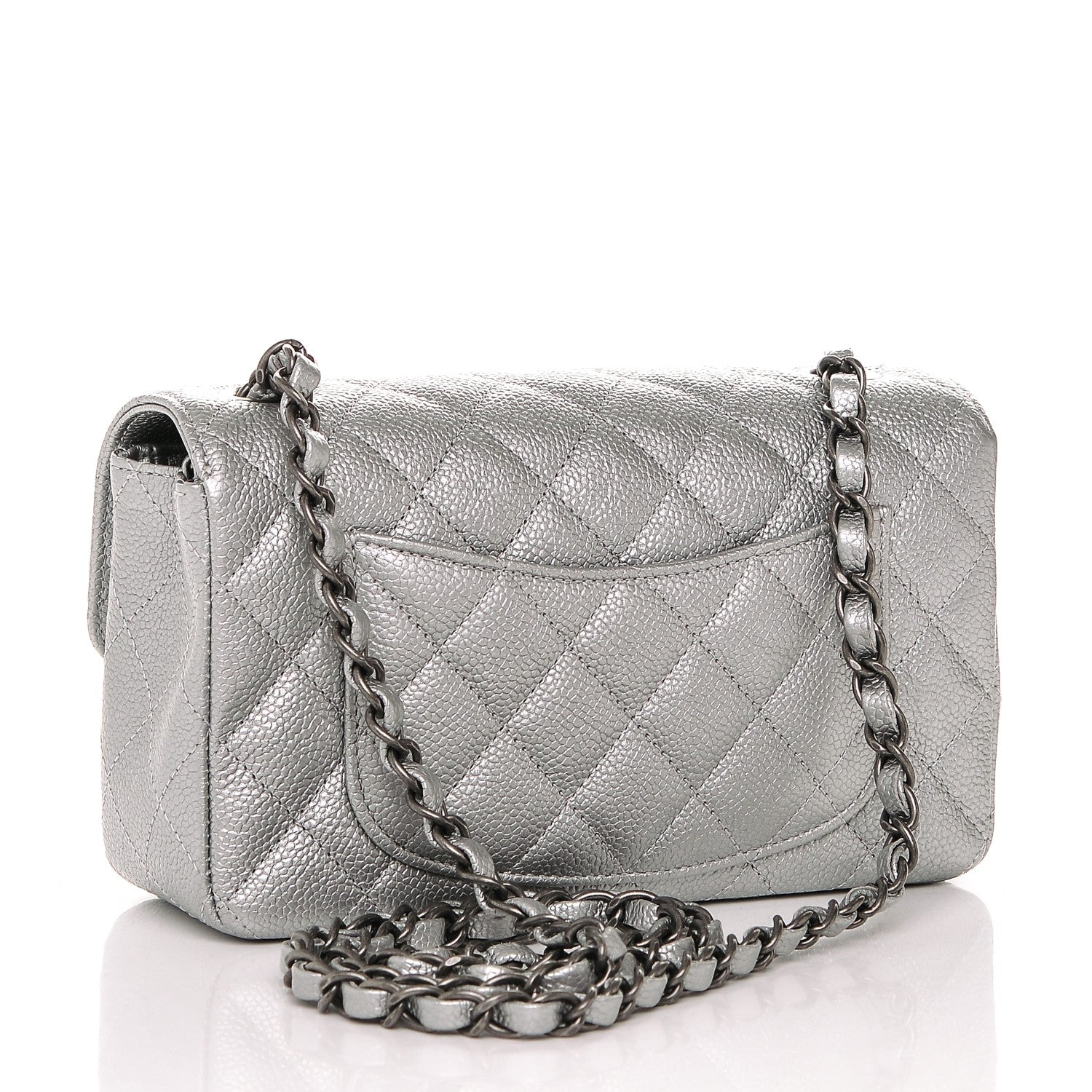 Chanel Metallic Caviar Quilted Mini Rectangular Flap Silver 3 of 7