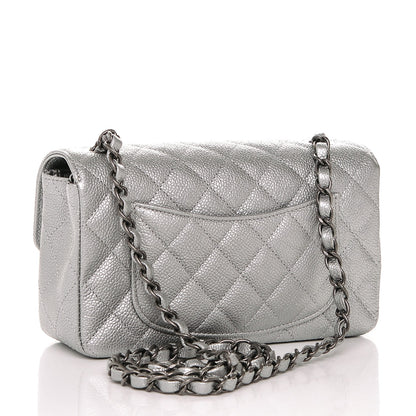 Chanel Metallic Caviar Quilted Mini Rectangular Flap Silver 3 of 7
