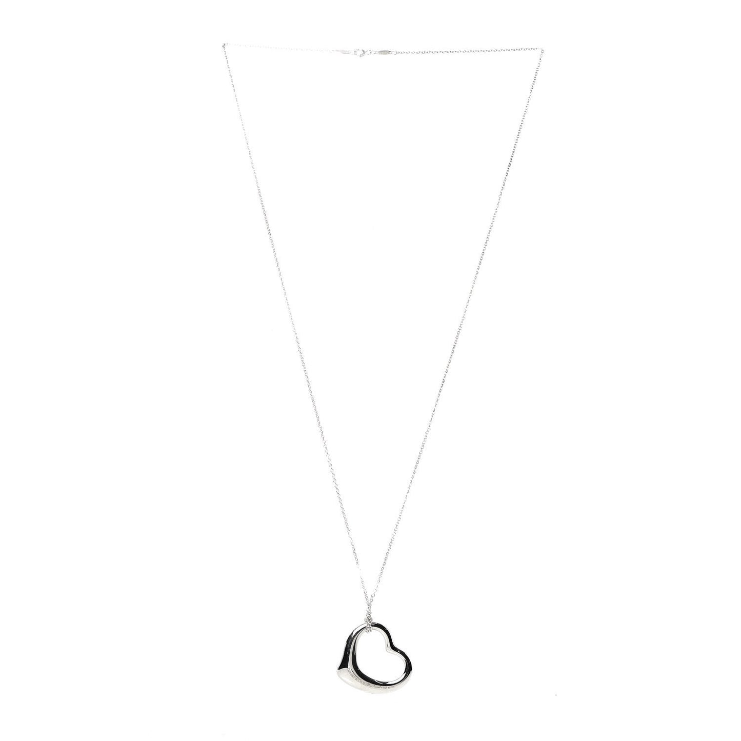Sterling Silver 36mm Elsa Peretti Open Heart Pendant Necklace