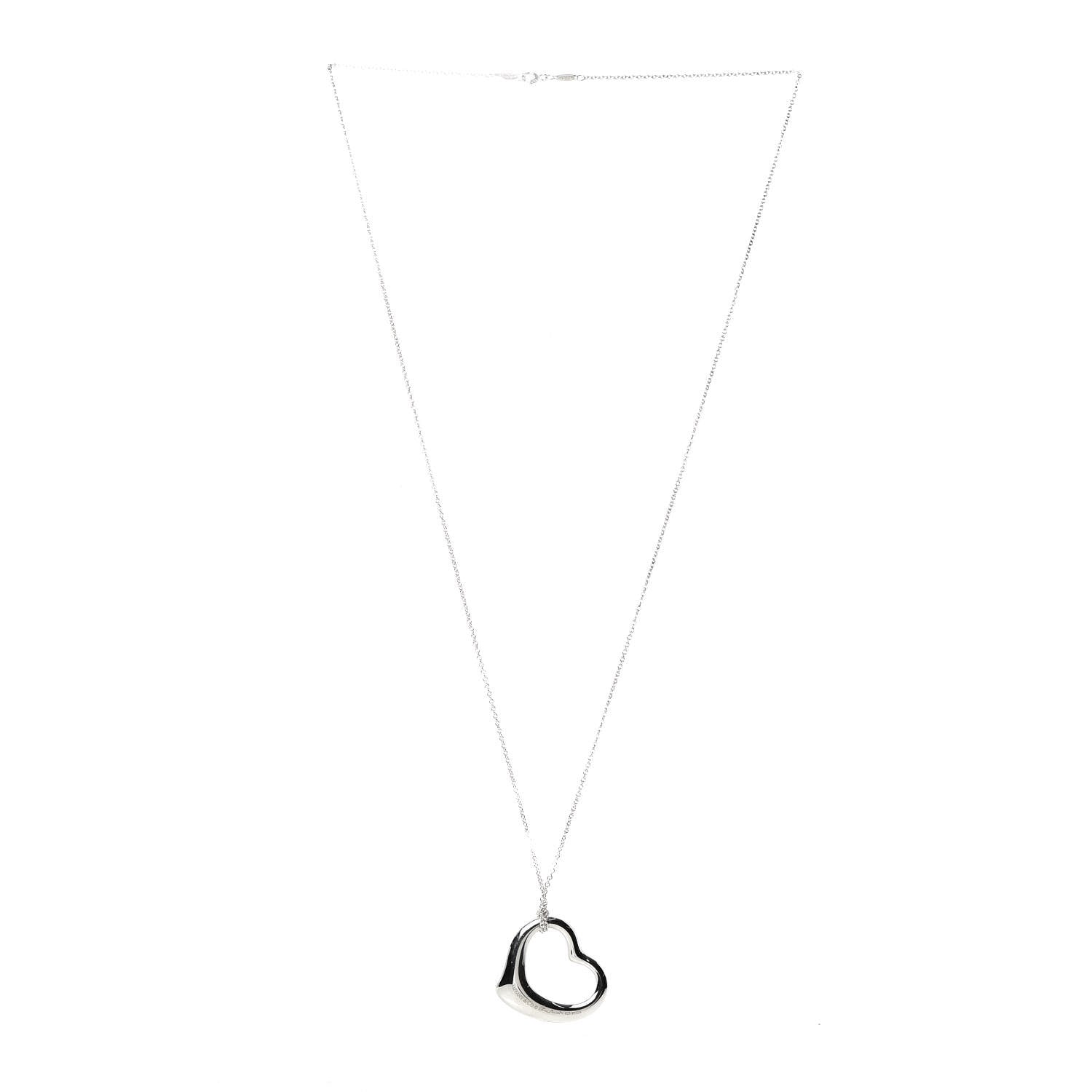 Tiffany Sterling Silver 36mm Elsa Peretti Open Heart Pendant Necklace 3 of 5