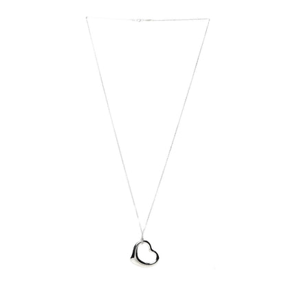 Tiffany Sterling Silver 36mm Elsa Peretti Open Heart Pendant Necklace 3 of 5
