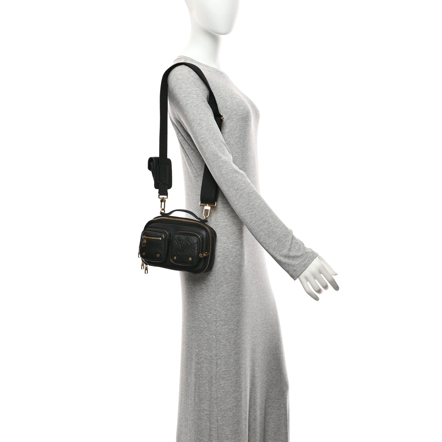Louis Vuitton Calfskin Monogram Embossed Utility Crossbody Black 2 of 9