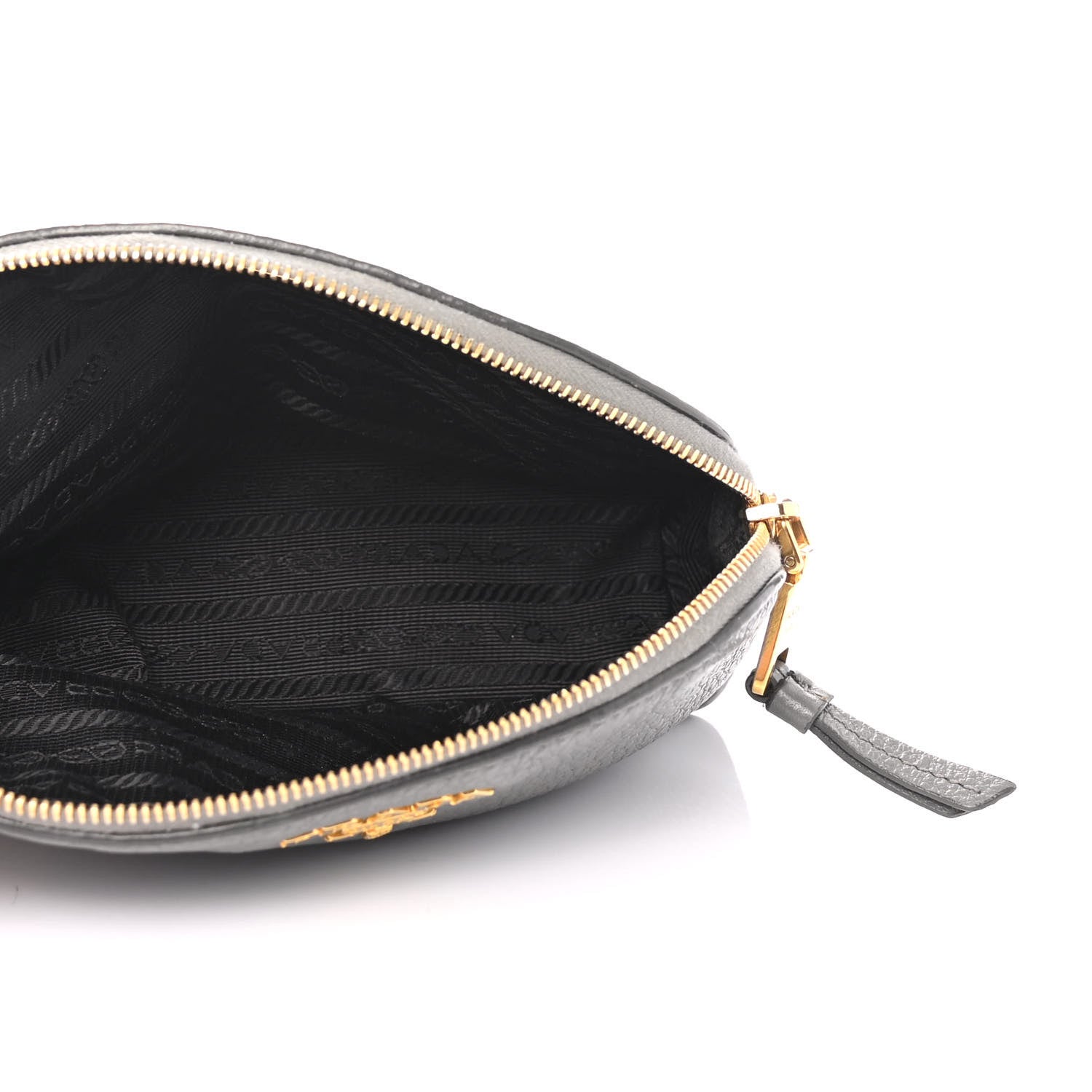 Prada Vitello Daino Cosmetic Pouch Grey 4 of 5