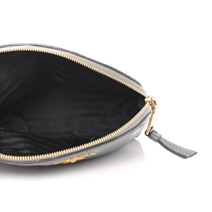 Prada Vitello Daino Cosmetic Pouch Grey 4 of 5