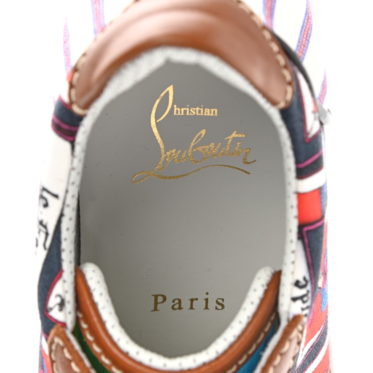 Christian Louboutin Linen Canvas Calfskin Womens Vieira Tarot-Print Sneakers 36.5 Multicolor 8 of 8