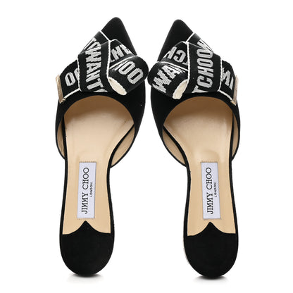Jimmy Choo Suede Gretchen Logo Flat Mules 39 Black Chalk 2 of 9
