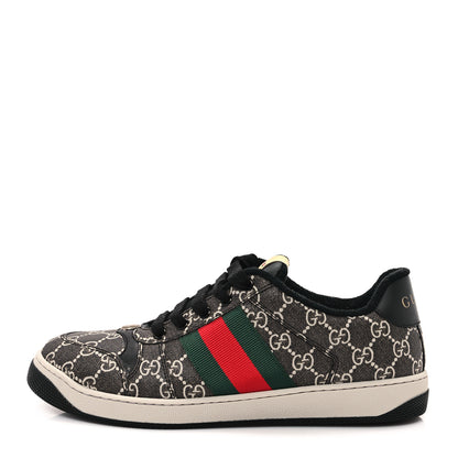 Gucci GG Supereme Monogram Miro Soft Calfskin Web Mens Screener Sneakers 8.5 Black Grey Sky 1 of 9