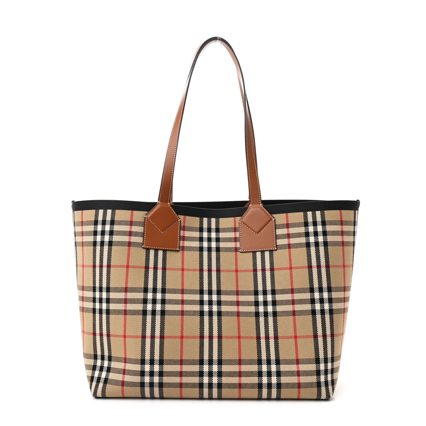 Cotton Vintage Check Medium London Tote Bag Briar Brown Black