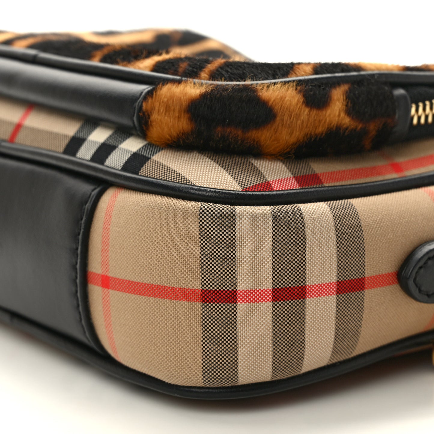 Vintage Check Calf Hair Leopard Print Small Camera Bag