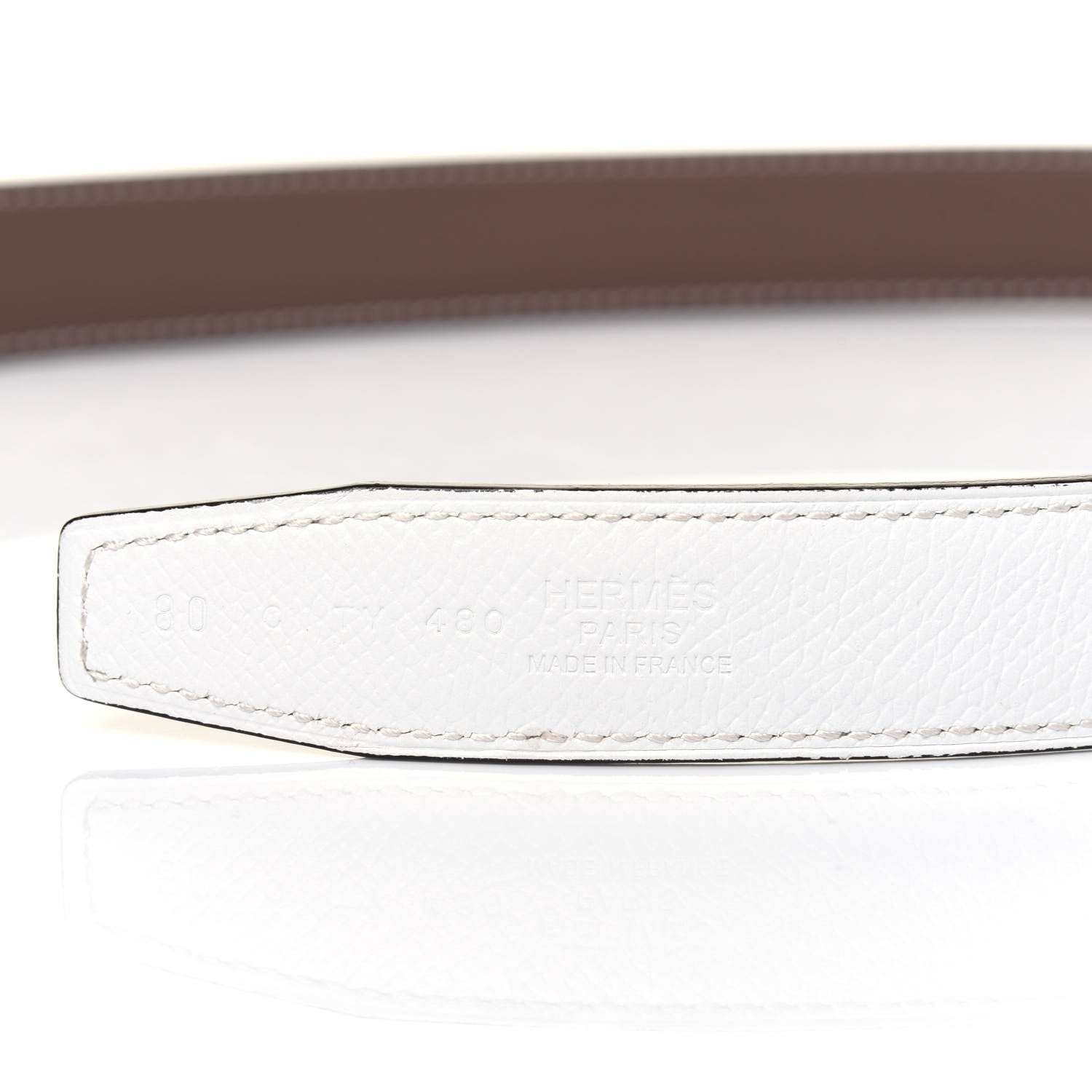 Hermes Swift Epsom 24mm Belt Strap 80 White Etoupe 3 of 7