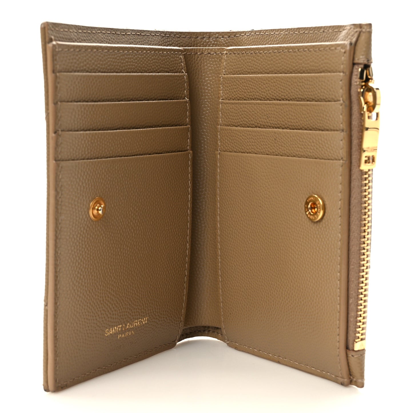 Grain De Poudre Matelasse Chevron Cassandre Fragments Zipperred Bi-Fold Wallet Dark Beige