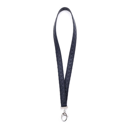 Chanel Lambskin Quilted Lanyard Key Holder Necklace Navy 1 of 4