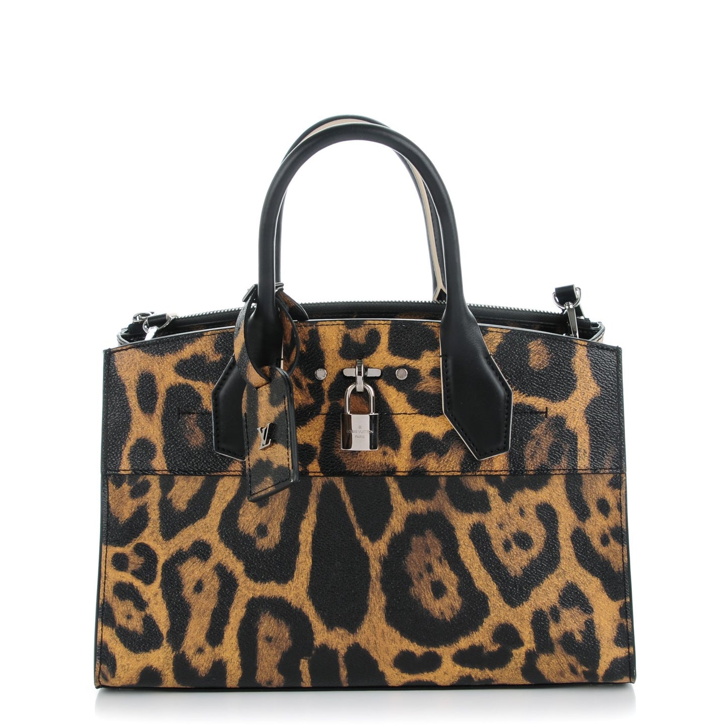Canvas Calfskin Wild Animal Print City Steamer EW Marron