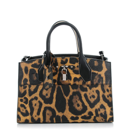 Louis Vuitton Canvas Calfskin Wild Animal Print City Steamer EW Marron 1 of 7