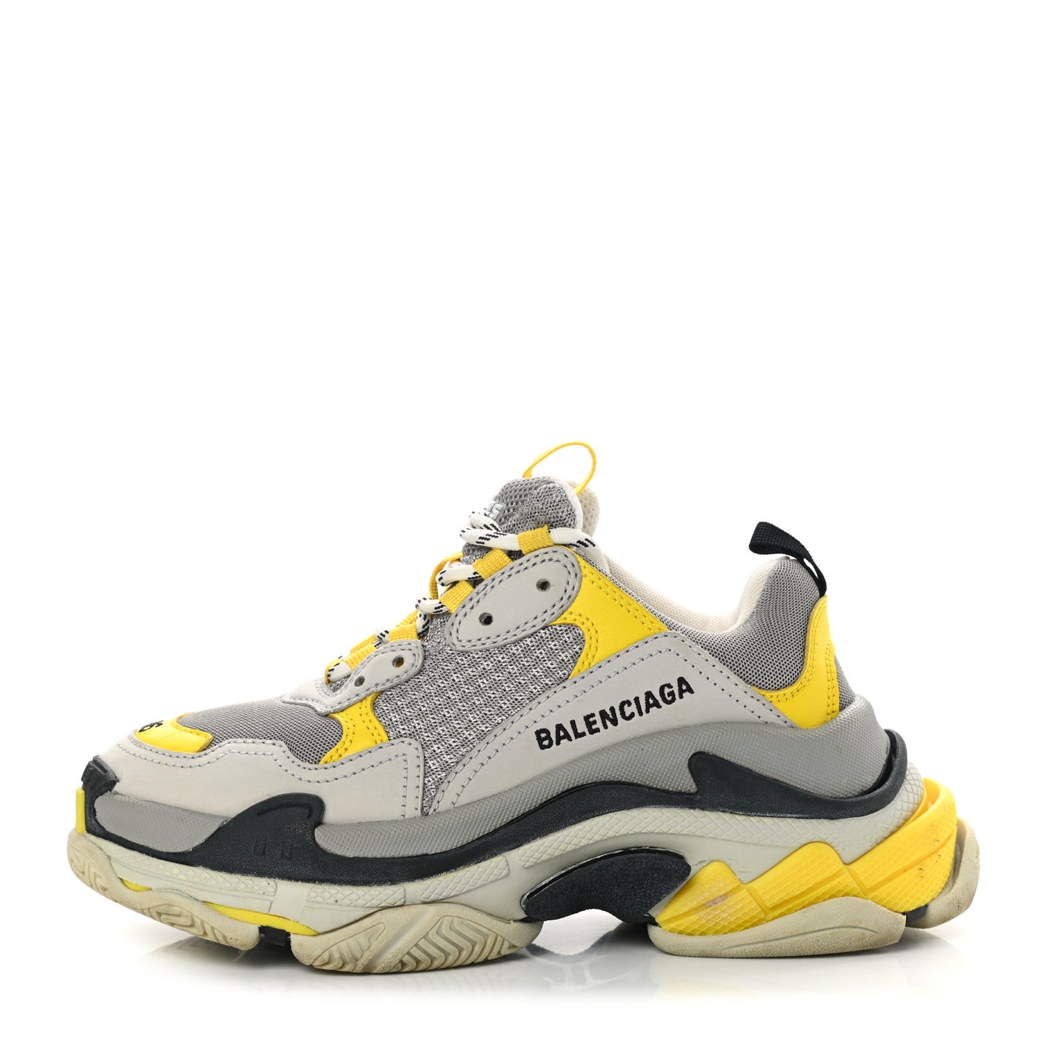 Balenciaga Fabric Mesh Womens Triple S Sneakers 36 Yellow Grey White 1 of 8